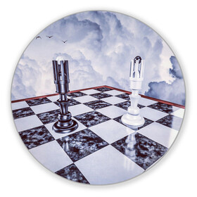 Коврик для мышки круглый с принтом Шахматы в Санкт-Петербурге, резина и полиэстер | круглая форма, изображение наносится на всю лицевую часть | Тематика изображения на принте: доска | игра | игровая | игры | короли | король | настольная | настольные | небеса | небо | облака | облако | спорт | туча | тучи | шахматный | шахматы
