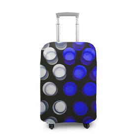 Чехол для чемодана 3D с принтом GGGelt в Санкт-Петербурге, 86% полиэфир, 14% спандекс | двустороннее нанесение принта, прорези для ручек и колес | abstraction | blue | circles | light | shapes | white | абстракция | белый | круги | свет | синий | формы