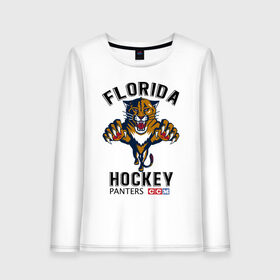 Женский лонгслив хлопок с принтом FLORIDA PANTERS NHL в Санкт-Петербурге, 100% хлопок |  | cat | florida | hockey | ice | nhl | panters | sport | usa | кошки | нхл | пантеры | спорт | сша | флорида | хоккей