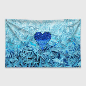 Флаг-баннер с принтом Ледяное сердце в Санкт-Петербурге, 100% полиэстер | размер 67 х 109 см, плотность ткани — 95 г/м2; по краям флага есть четыре люверса для крепления | christmas | frozen | new year | snow | winter | влюбленные | дед мороз | зима | зимний | лед | любимая жена | любовь | мама | новый год | подарок | рождество | сердечки | снег | снежинки | снежная королева | узоры