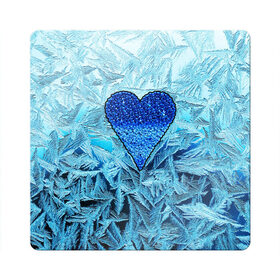 Магнит виниловый Квадрат с принтом Ледяное сердце в Санкт-Петербурге, полимерный материал с магнитным слоем | размер 9*9 см, закругленные углы | Тематика изображения на принте: christmas | frozen | new year | snow | winter | влюбленные | дед мороз | зима | зимний | лед | любимая жена | любовь | мама | новый год | подарок | рождество | сердечки | снег | снежинки | снежная королева | узоры