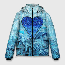 Мужская зимняя куртка 3D с принтом Ледяное сердце в Санкт-Петербурге, верх — 100% полиэстер; подкладка — 100% полиэстер; утеплитель — 100% полиэстер | длина ниже бедра, свободный силуэт Оверсайз. Есть воротник-стойка, отстегивающийся капюшон и ветрозащитная планка. 

Боковые карманы с листочкой на кнопках и внутренний карман на молнии. | christmas | frozen | new year | snow | winter | влюбленные | дед мороз | зима | зимний | лед | любимая жена | любовь | мама | новый год | подарок | рождество | сердечки | снег | снежинки | снежная королева | узоры
