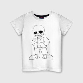 Детская футболка хлопок с принтом UNDERTALE РАСКРАСКА в Санкт-Петербурге, 100% хлопок | круглый вырез горловины, полуприлегающий силуэт, длина до линии бедер | sans | undertale | андертале | андертейл | игра | подземная история | подземная сказка | раскраска | санс | ундертале