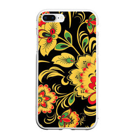 Чехол для iPhone 7Plus/8 Plus матовый с принтом Хохлома в Санкт-Петербурге, Силикон | Область печати: задняя сторона чехла, без боковых панелей | арт | вектор | желтый | зеленый | золотой | красный | народный рисунок | рисунок | хохлома | цветок | цветы | чёрный