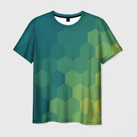 Мужская футболка 3D с принтом Hexagon в Санкт-Петербурге, 100% полиэфир | прямой крой, круглый вырез горловины, длина до линии бедер | орнамент | текстуры | узор | шестиугольник