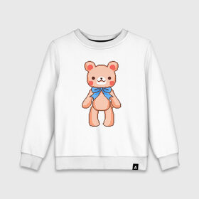 Детский свитшот хлопок с принтом Pixel Bear в Санкт-Петербурге, 100% хлопок | круглый вырез горловины, эластичные манжеты, пояс и воротник | bear | pixel | pixel bear | медведь | милый медведь | милый мишка | мишка | пиксельный медведь | пиксельный плюшевый мишка | плюшевый медведь | плюшевый мишка