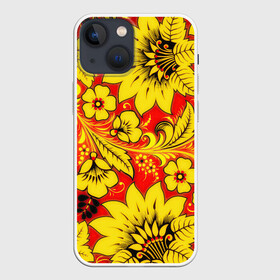 Чехол для iPhone 13 mini с принтом Хохлома в Санкт-Петербурге,  |  | арт | вектор | желтый | зеленый | золотой | красный | народный рисунок | рисунок | хохлома | цветок | цветы | чёрный | ягода | ягоды