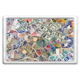 Магнит 45*70 с принтом Деньги в Санкт-Петербурге, Пластик | Размер: 78*52 мм; Размер печати: 70*45 | Тематика изображения на принте: арт | банкноты | валюта | деньги | доллары | зеленый | иена | красный | серый | синий | фунт стерлингов | юани