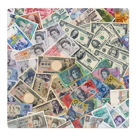 Магнитный плакат 3Х3 с принтом Деньги в Санкт-Петербурге, Полимерный материал с магнитным слоем | 9 деталей размером 9*9 см | Тематика изображения на принте: арт | банкноты | валюта | деньги | доллары | зеленый | иена | красный | серый | синий | фунт стерлингов | юани
