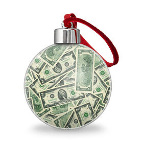 Ёлочный шар с принтом Доллар в Санкт-Петербурге, Пластик | Диаметр: 77 мм | Тематика изображения на принте: 100 долларов | арт | банкноты | валюта | деньги | доллар | зеленый | рисунок | сто | сто долларов