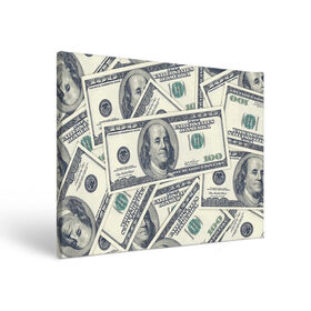Холст прямоугольный с принтом Доллары в Санкт-Петербурге, 100% ПВХ |  | Тематика изображения на принте: 100 долларов | арт | банкноты | валюта | деньги | доллары | зеленый | зелень | сто | сто долларов