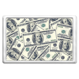 Магнит 45*70 с принтом Доллары в Санкт-Петербурге, Пластик | Размер: 78*52 мм; Размер печати: 70*45 | Тематика изображения на принте: 100 долларов | арт | банкноты | валюта | деньги | доллары | зеленый | зелень | сто | сто долларов