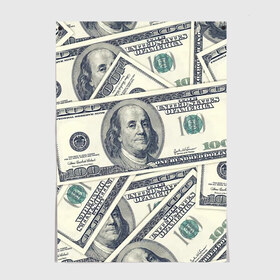 Постер с принтом Доллары в Санкт-Петербурге, 100% бумага
 | бумага, плотность 150 мг. Матовая, но за счет высокого коэффициента гладкости имеет небольшой блеск и дает на свету блики, но в отличии от глянцевой бумаги не покрыта лаком | 100 долларов | арт | банкноты | валюта | деньги | доллары | зеленый | зелень | сто | сто долларов