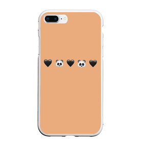 Чехол для iPhone 7Plus/8 Plus матовый с принтом смайлы пандочки и сердечки в Санкт-Петербурге, Силикон | Область печати: задняя сторона чехла, без боковых панелей | панда | пандочка | пандочки | панды | панды и черные сердечки | сердечки | сердца | смайлики | смайлы | черное сердце
