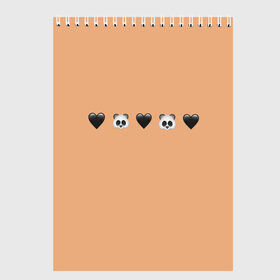 Скетчбук с принтом смайлы пандочки и сердечки в Санкт-Петербурге, 100% бумага
 | 48 листов, плотность листов — 100 г/м2, плотность картонной обложки — 250 г/м2. Листы скреплены сверху удобной пружинной спиралью | панда | пандочка | пандочки | панды | панды и черные сердечки | сердечки | сердца | смайлики | смайлы | черное сердце