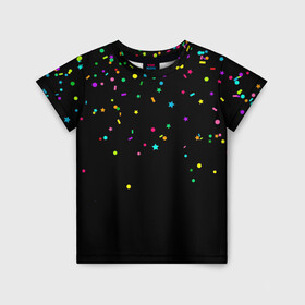 Детская футболка 3D с принтом Праздничное настроение в Санкт-Петербурге, 100% гипоаллергенный полиэфир | прямой крой, круглый вырез горловины, длина до линии бедер, чуть спущенное плечо, ткань немного тянется | блёстки | веселье | конфетти | праздник | салют
