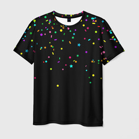 Мужская футболка 3D с принтом Праздничное настроение в Санкт-Петербурге, 100% полиэфир | прямой крой, круглый вырез горловины, длина до линии бедер | Тематика изображения на принте: блёстки | веселье | конфетти | праздник | салют