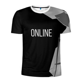 Мужская футболка 3D спортивная с принтом Online в Санкт-Петербурге, 100% полиэстер с улучшенными характеристиками | приталенный силуэт, круглая горловина, широкие плечи, сужается к линии бедра | online | абстракция | камуфляж | онлайн | ч б | черно белое