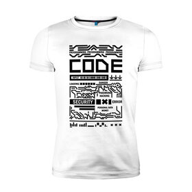 Мужская футболка хлопок Slim с принтом программирование,взлом,код, в Санкт-Петербурге, 92% хлопок, 8% лайкра | приталенный силуэт, круглый вырез ворота, длина до линии бедра, короткий рукав | 