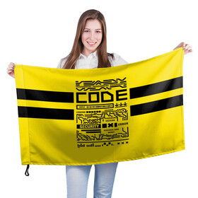 Флаг 3D с принтом КОД,программирование,code в Санкт-Петербурге, 100% полиэстер | плотность ткани — 95 г/м2, размер — 67 х 109 см. Принт наносится с одной стороны | code | cyberpunk | danger | error | hacking | input | money | personal data | programming | security