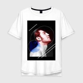 Мужская футболка хлопок Oversize с принтом Хавьер в Санкт-Петербурге, 100% хлопок | свободный крой, круглый ворот, “спинка” длиннее передней части | актер | бардем | круги | портрет | хавьер