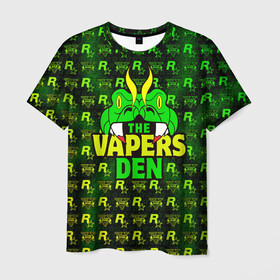 Мужская футболка 3D с принтом GTA Online: The Vapers Den в Санкт-Петербурге, 100% полиэфир | прямой крой, круглый вырез горловины, длина до линии бедер | auto | game | grand | gta | gta5 | los santos | rockstar | theft | гта | гта5 | игра | лос сантос | майкл | онлайн | рокстар | тревор | франклин