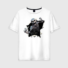 Женская футболка хлопок Oversize с принтом Жест в Санкт-Петербурге, 100% хлопок | свободный крой, круглый ворот, спущенный рукав, длина до линии бедер
 | bones | gesture | jaw | skeleton | skull | жест | кости | пасть | скелет | череп
