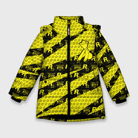 Зимняя куртка для девочек 3D с принтом GTA Online Yellow Dog в Санкт-Петербурге, ткань верха — 100% полиэстер; подклад — 100% полиэстер, утеплитель — 100% полиэстер. | длина ниже бедра, удлиненная спинка, воротник стойка и отстегивающийся капюшон. Есть боковые карманы с листочкой на кнопках, утяжки по низу изделия и внутренний карман на молнии. 

Предусмотрены светоотражающий принт на спинке, радужный светоотражающий элемент на пуллере молнии и на резинке для утяжки. | Тематика изображения на принте: auto | game | grand | gta | gta5 | los santos | rockstar | theft | гта | гта5 | игра | лос сантос | майкл | онлайн | рокстар | тревор | франклин