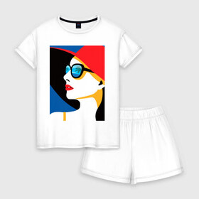 Женская пижама с шортиками хлопок с принтом Pop art 100-1 в Санкт-Петербурге, 100% хлопок | футболка прямого кроя, шорты свободные с широкой мягкой резинкой | pin up | искусство | поп культура | популярное | ретро