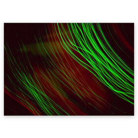 Поздравительная открытка с принтом Qleen в Санкт-Петербурге, 100% бумага | плотность бумаги 280 г/м2, матовая, на обратной стороне линовка и место для марки
 | abstraction | blur | green | light | lines | абстракция | зелёный | линии | размытость | свет