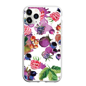 Чехол для iPhone 11 Pro матовый с принтом Ягоды в Санкт-Петербурге, Силикон |  | Тематика изображения на принте: арт | зеленый | краска | краски | красный | листок | листья | малина | пятна | пятна краски | растение | рисунок | синий | тёмный | фиолетовый | чёрная малина | черника