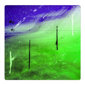 Магнитный плакат 3Х3 с принтом GreenFer в Санкт-Петербурге, Полимерный материал с магнитным слоем | 9 деталей размером 9*9 см | abstraction | art | blue | green | paint | stains | абстракция | арт | зелёный | краска | разводы | синий