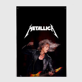 Постер с принтом Metallica Kirk Hammett в Санкт-Петербурге, 100% бумага
 | бумага, плотность 150 мг. Матовая, но за счет высокого коэффициента гладкости имеет небольшой блеск и дает на свету блики, но в отличии от глянцевой бумаги не покрыта лаком | guitar | guitarist | heavy | kirk hammett | metall | metallica | rock | trash | кирк хэммит | металл | металлика | рок | хэви
