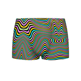 Мужские трусы 3D с принтом Иллюзия в Санкт-Петербурге, 50% хлопок, 50% полиэстер | классическая посадка, на поясе мягкая тканевая резинка | line | rgb | абстракция | иллюзия | камуфляж | краски | линии | обман зрения | оптическая иллюзия | полосы | радуга | цветное