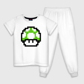 Детская пижама хлопок с принтом Гриб Марио в Санкт-Петербурге, 100% хлопок |  брюки и футболка прямого кроя, без карманов, на брюках мягкая резинка на поясе и по низу штанин
 | 8 bit | 8 бит | 8bit | 8бит | art | dendy | mario | mushroom | pixel | super | арт | гриб | денди | марио | пиксель | супер