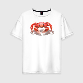 Женская футболка хлопок Oversize с принтом крабик в Санкт-Петербурге, 100% хлопок | свободный крой, круглый ворот, спущенный рукав, длина до линии бедер
 | краб | крабик | отпуск | пляж