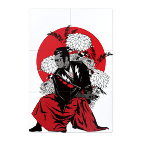 Магнитный плакат 2Х3 с принтом Самурай в Санкт-Петербурге, Полимерный материал с магнитным слоем | 6 деталей размером 9*9 см | Тематика изображения на принте: азия | аниме | катана | кимоно | китай | манга | меч | мечник | самурай | цветы | япония