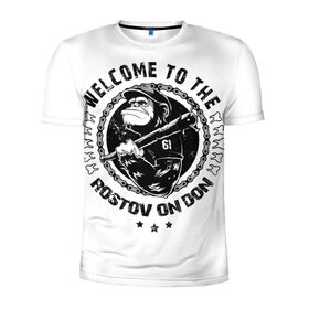 Мужская футболка 3D спортивная с принтом Welcome to the Rostov в Санкт-Петербурге, 100% полиэстер с улучшенными характеристиками | приталенный силуэт, круглая горловина, широкие плечи, сужается к линии бедра | 
