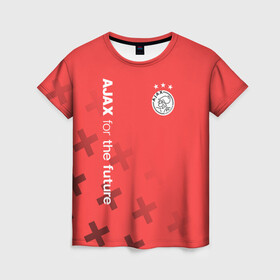 Женская футболка 3D с принтом Ajax Amsterdam в Санкт-Петербурге, 100% полиэфир ( синтетическое хлопкоподобное полотно) | прямой крой, круглый вырез горловины, длина до линии бедер | ajax | fc ajax | аякс | фк аякс | футбол