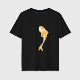 Женская футболка хлопок Oversize с принтом Карп кои в Санкт-Петербурге, 100% хлопок | свободный крой, круглый ворот, спущенный рукав, длина до линии бедер
 | fish | illustration | koi | акварельная иллюстрация | карп кои | кои | рыба | рыбка