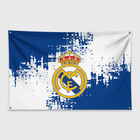 Флаг-баннер с принтом REAL MADRID в Санкт-Петербурге, 100% полиэстер | размер 67 х 109 см, плотность ткани — 95 г/м2; по краям флага есть четыре люверса для крепления | 