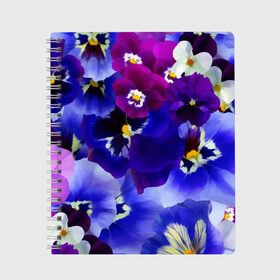 Тетрадь с принтом Акварельные Цветы в Санкт-Петербурге, 100% бумага | 48 листов, плотность листов — 60 г/м2, плотность картонной обложки — 250 г/м2. Листы скреплены сбоку удобной пружинной спиралью. Уголки страниц и обложки скругленные. Цвет линий — светло-серый
 | flower | flowers | акварель | акварельные цветы | краска | краски | незабудка | рисунок | фиалка | фиалки | цветки | цветочки | цветы
