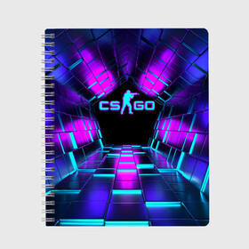 Тетрадь с принтом CS GO Neon Cubes в Санкт-Петербурге, 100% бумага | 48 листов, плотность листов — 60 г/м2, плотность картонной обложки — 250 г/м2. Листы скреплены сбоку удобной пружинной спиралью. Уголки страниц и обложки скругленные. Цвет линий — светло-серый
 | Тематика изображения на принте: beast | counter strike | cs | cs go | csgo | cubes | game | howl | hyper | hyperbeast | logo cs go | neon | аркада | вой | гипер бест | го | игра | компьютерная игра | контр страйк | контра | кс | кс гов | кубы | логотип кс го | неон | оружие 