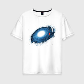 Женская футболка хлопок Oversize с принтом Местоположение в Санкт-Петербурге, 100% хлопок | свободный крой, круглый ворот, спущенный рукав, длина до линии бедер
 | галактика | гугл | звезды | карта | космос | местоположение | млечный путь | планета