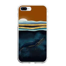 Чехол для iPhone 7Plus/8 Plus матовый с принтом Кит в Санкт-Петербурге, Силикон | Область печати: задняя сторона чехла, без боковых панелей | земля | кашалот | луна | медузы | море | морские | океан