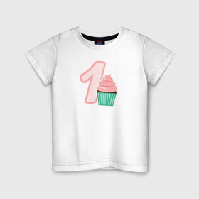 Детская футболка хлопок с принтом 1 годик в Санкт-Петербурге, 100% хлопок | круглый вырез горловины, полуприлегающий силуэт, длина до линии бедер | будущие родители | день рождения | детские принты | детское | для детей | малыш