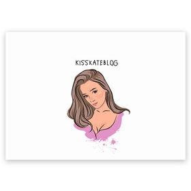 Поздравительная открытка с принтом Kisskateblog в Санкт-Петербурге, 100% бумага | плотность бумаги 280 г/м2, матовая, на обратной стороне линовка и место для марки
 | Тематика изображения на принте: blogger | xbloggers | xhouse | блогер | блогеры | инстаграм | тикток