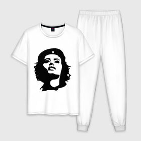 Мужская пижама хлопок с принтом Че Гевара девушка в Санкт-Петербурге, 100% хлопок | брюки и футболка прямого кроя, без карманов, на брюках мягкая резинка на поясе и по низу штанин
 | вождь | девушка | звезда | революция | че гевара