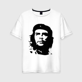 Женская футболка хлопок Oversize с принтом Че Гевара в Санкт-Петербурге, 100% хлопок | свободный крой, круглый ворот, спущенный рукав, длина до линии бедер
 | борьба | вождь | звезда | революция | че гевара