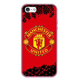 Чехол для iPhone 5/5S матовый с принтом MANCHESTER UNITED в Санкт-Петербурге, Силикон | Область печати: задняя сторона чехла, без боковых панелей | 